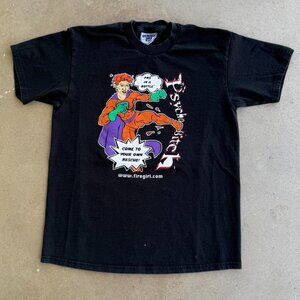 VINTAGE 90s PSYCHO B*TCH FIREGIRL SUPERWOMEN BLACK GRAPHIC TEE